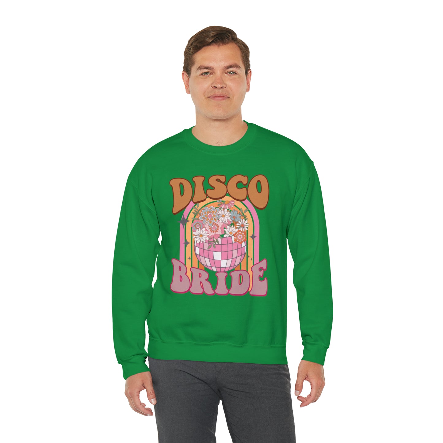 Retro Disco Bride Mirror Ball Bride Unisex Heavy Blend™ Crewneck Sweatshirt