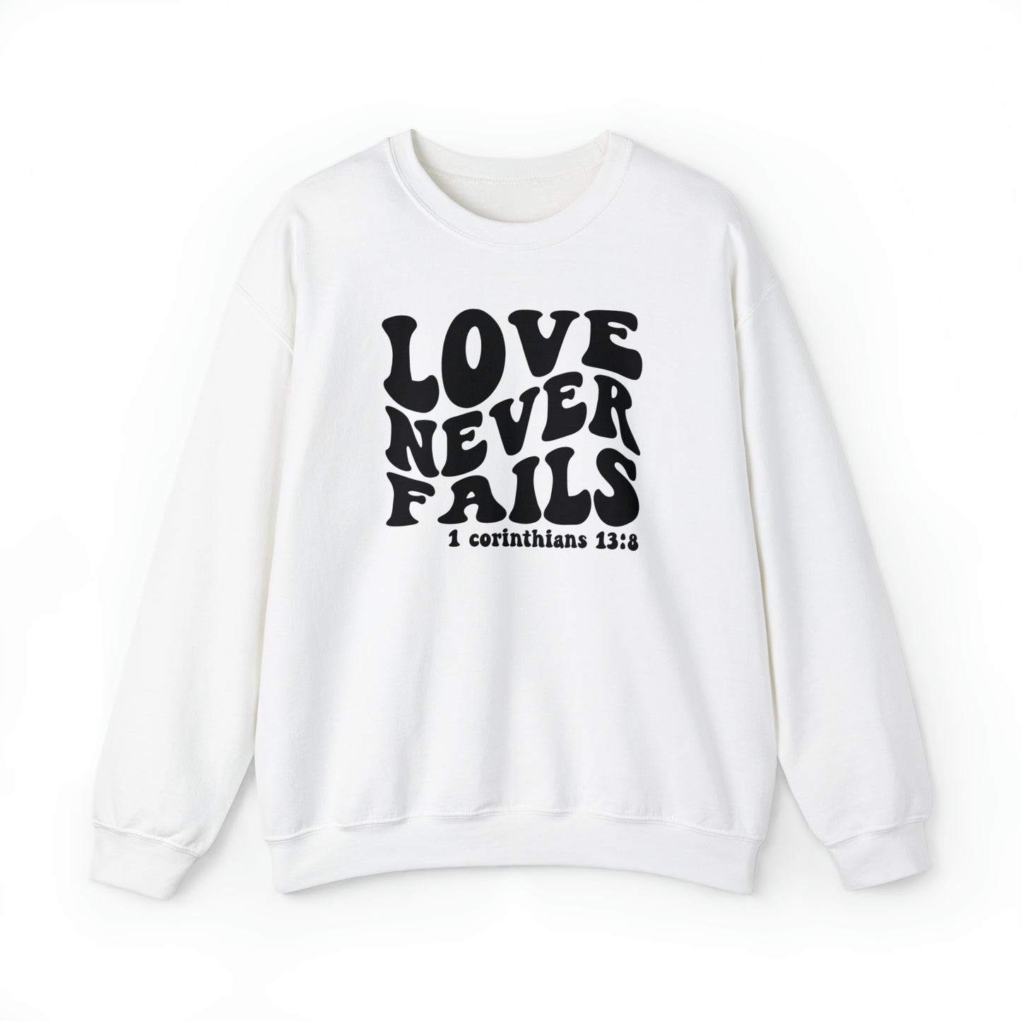 Love Never Fails Black Logo Unisex Heavy Blend™ Crewneck Sweatshirt