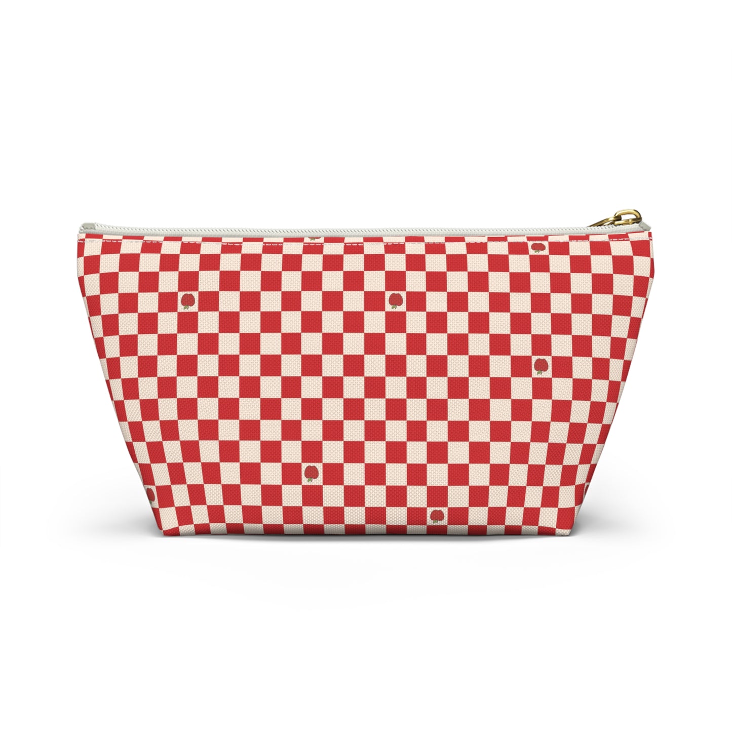 Rustic Apple Red Checkered Print Design Accessory Pouch w T-bottom