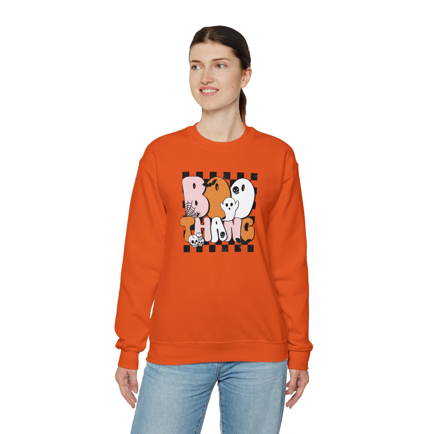 Boo Thang Fall Halloween Retro Warm Colored  Unisex Heavy Blend™ Crewneck Sweatshirt