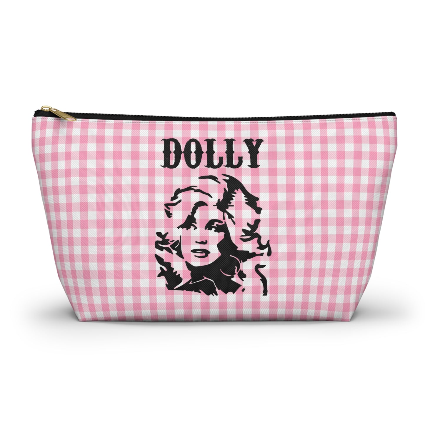 Dolly Portrait Pink Checkerboard Accessory Pouch w T-bottom