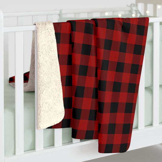 Red and Black Buffalo Plaid Sherpa Fleece Blanket