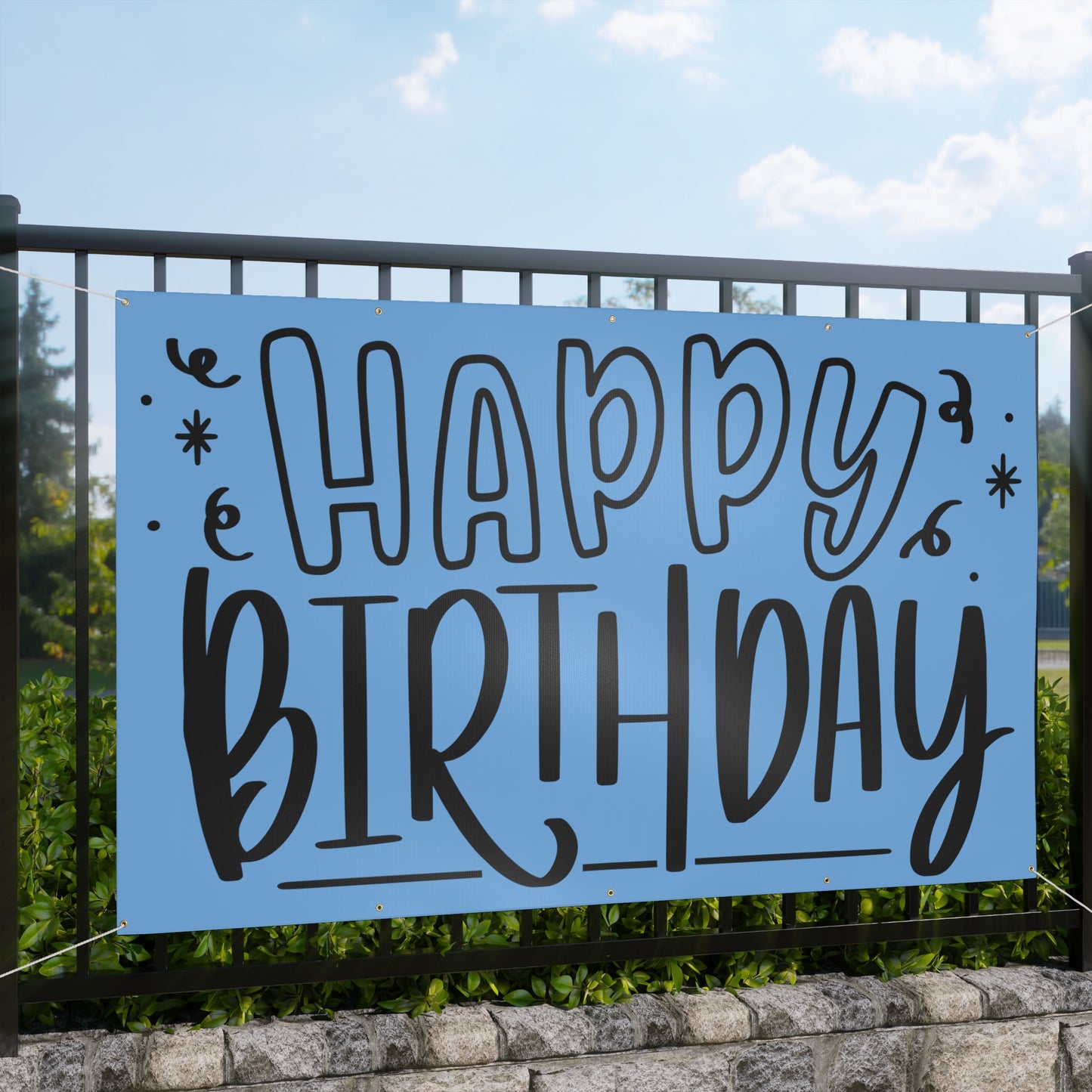 Happy Birthday Matte Banner - Light Blue