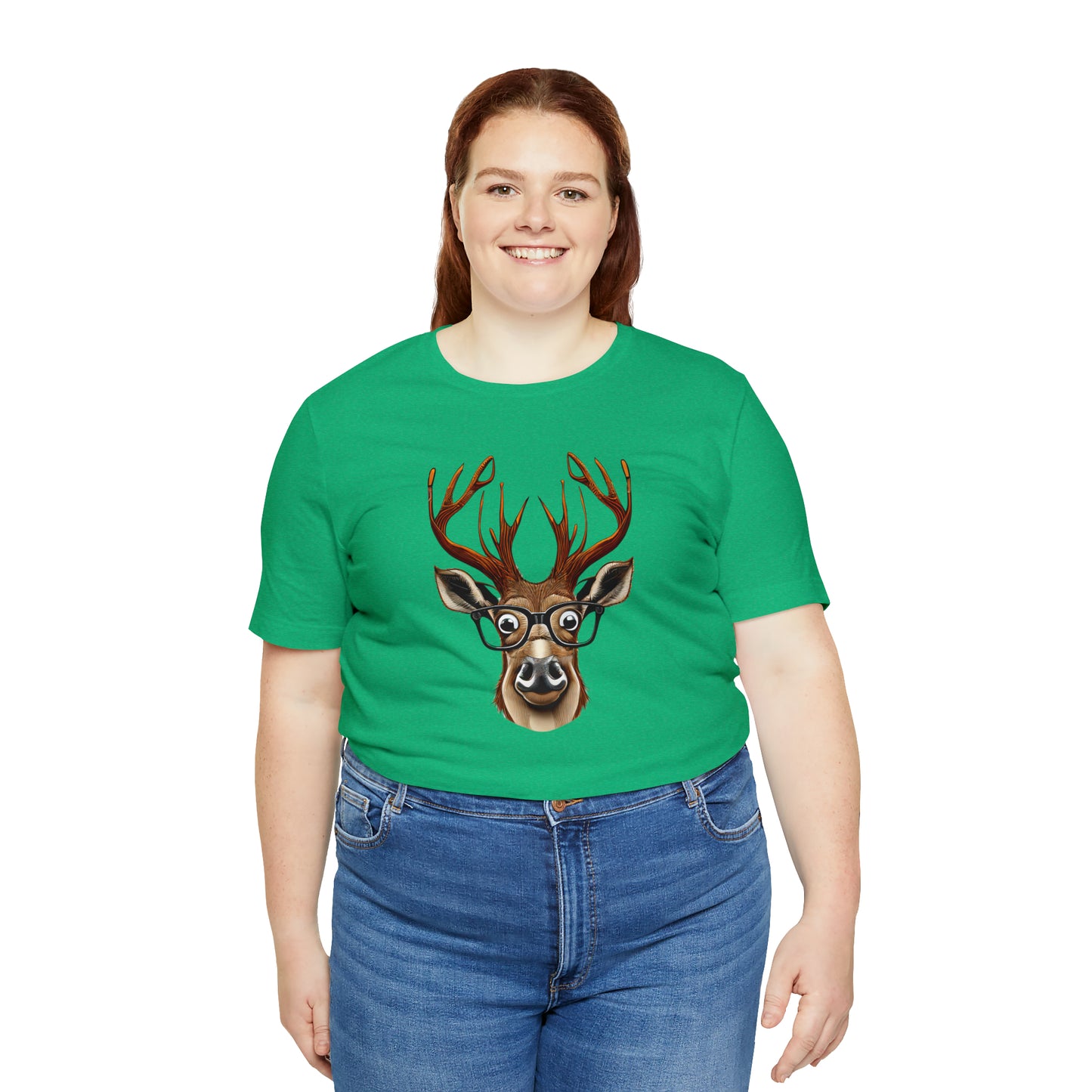 Deer/ Reindeer with Glasses Country and Christmas Unisex Jersey Short Sleeve Tee