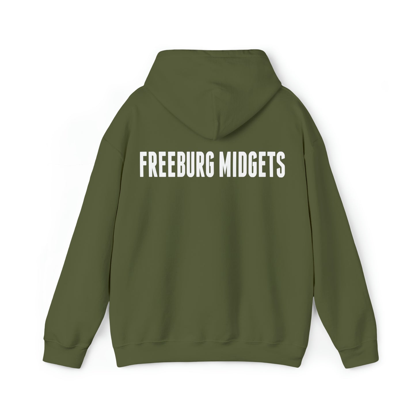 Front to Back Design - Varsity F Vertical Freeburg Midgets Logo Hooded Sweatshirt