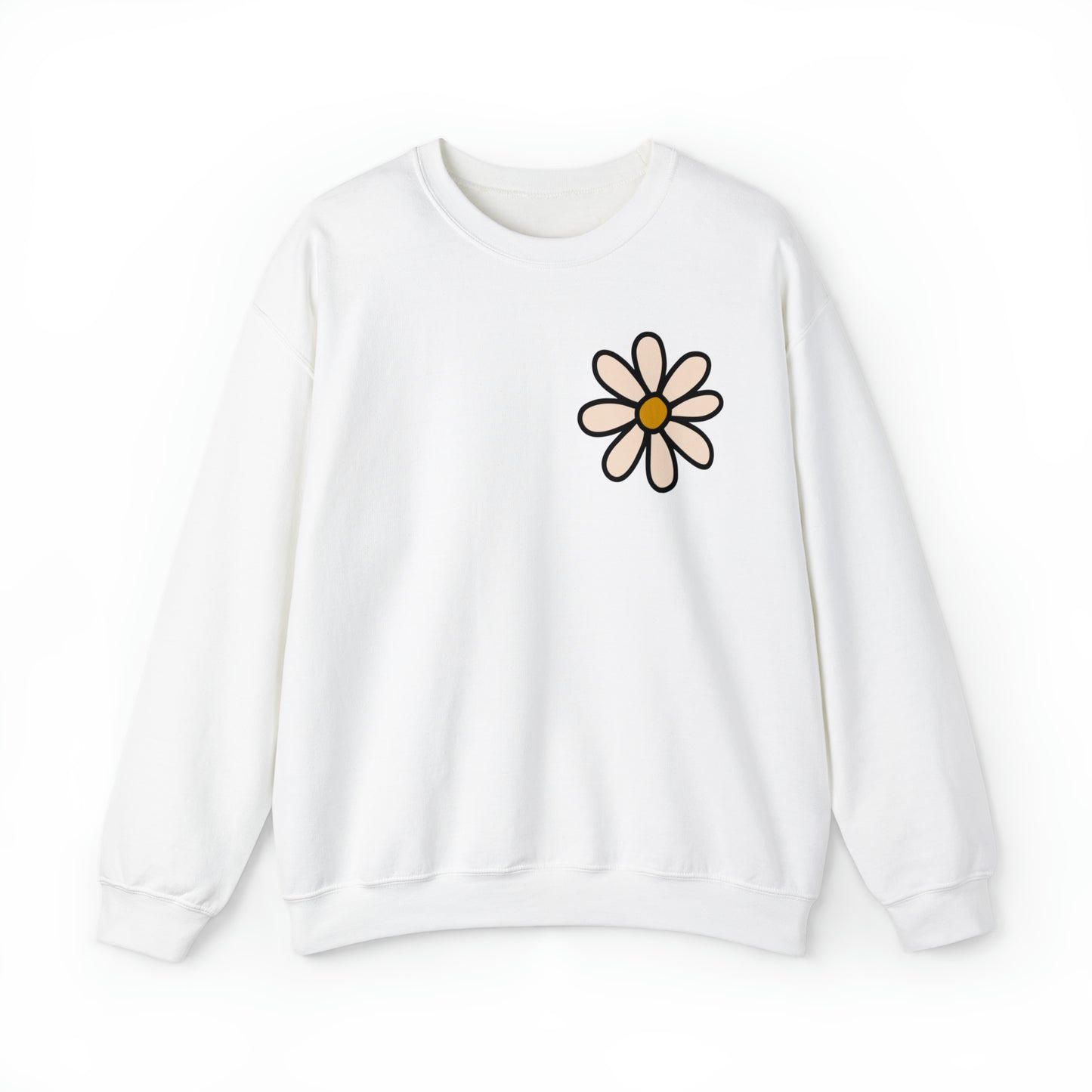 Distressed Daisy Love Like Jesus -  Front and Back Design Heavy Blend™ Crewneck Sweatshirt