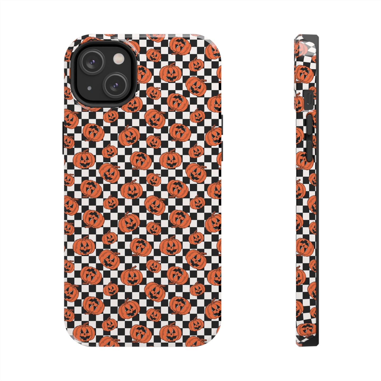 Pumpkin / Jack-O-Lantern Checkerboard Halloween/ Fall  Patterned Tough Phone Cases