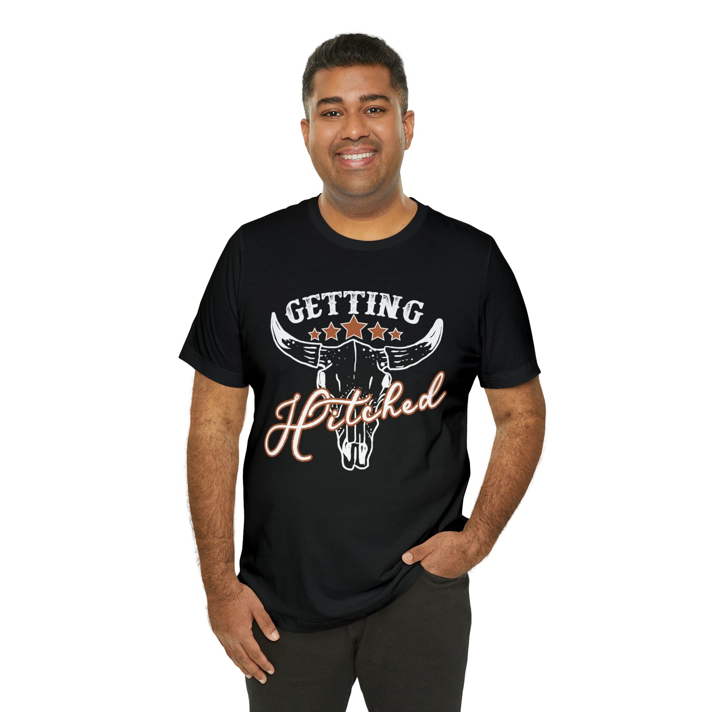 Vintage Getting Hitched Bride/ Groom T-Shirt - White Design