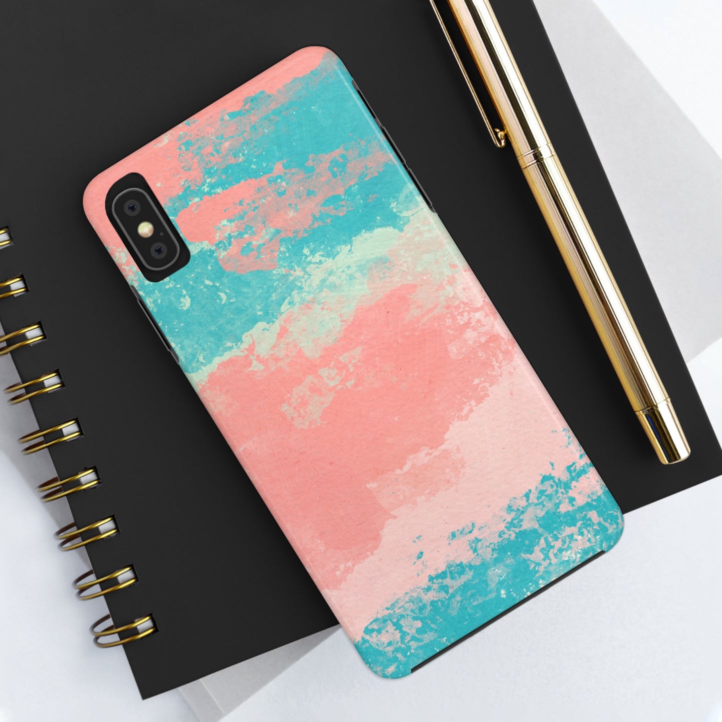 Pink and Turquoise Water Color Tough Phone Cases