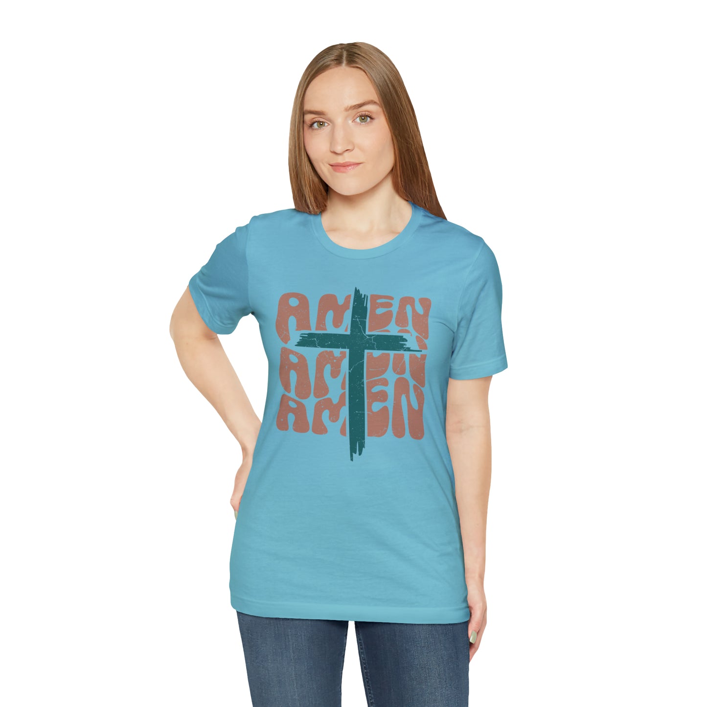 Amen Amen Amen with Cross Boho Color T-Shirt