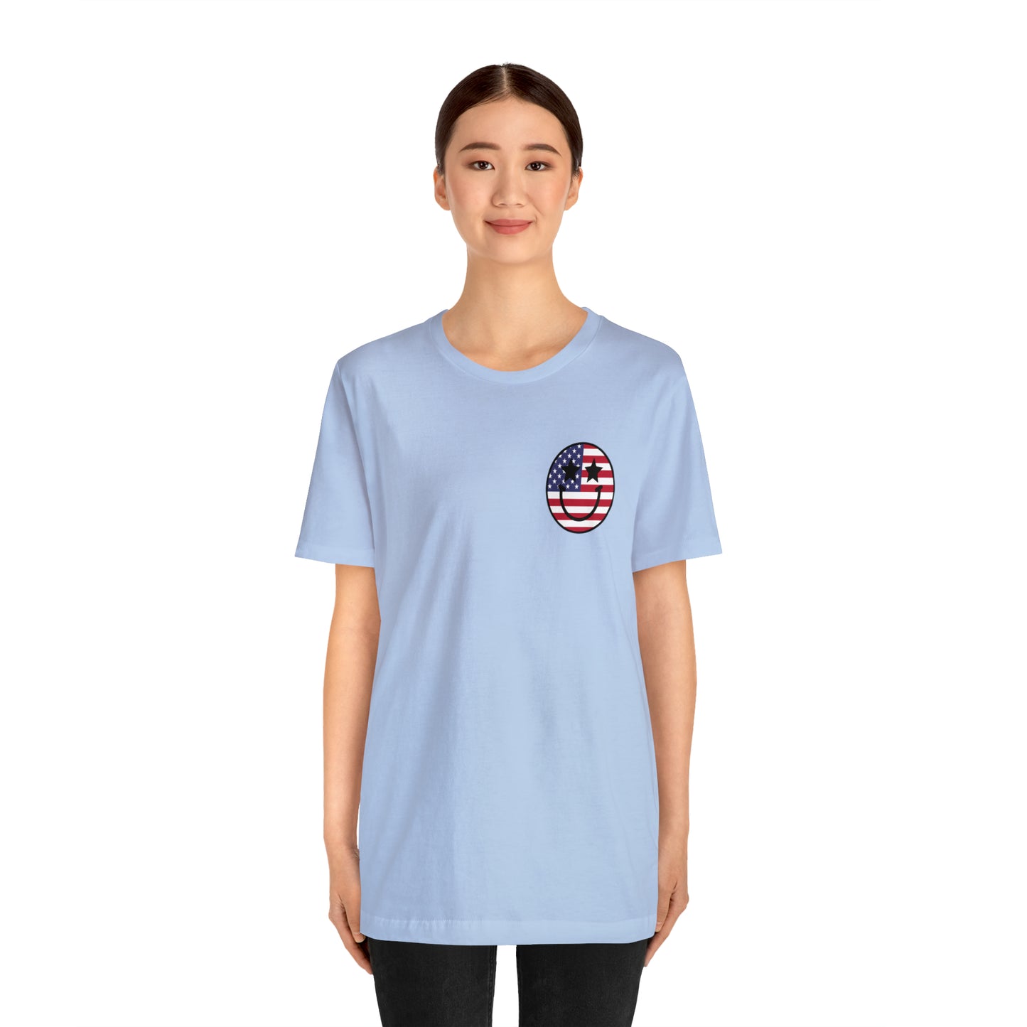 "Jesus Christ Stars and Stripes" (Front and Back Design) Unisex Jersey Short Sleeve Tee