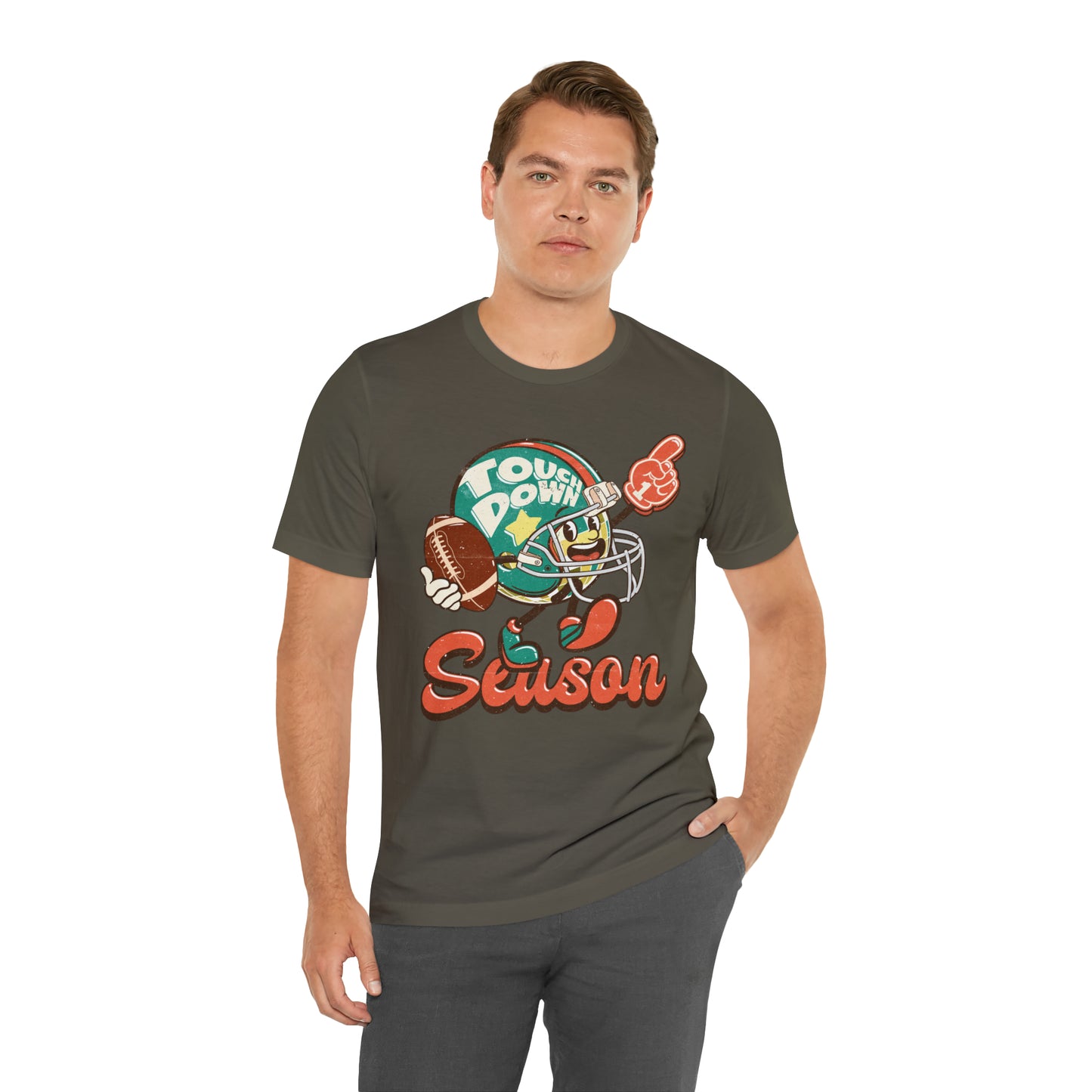 Football Season Football Helmet Character Holding Football T-Shirt