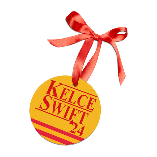 Kelce Swift 24 Ornament with Ribbon - Yellow