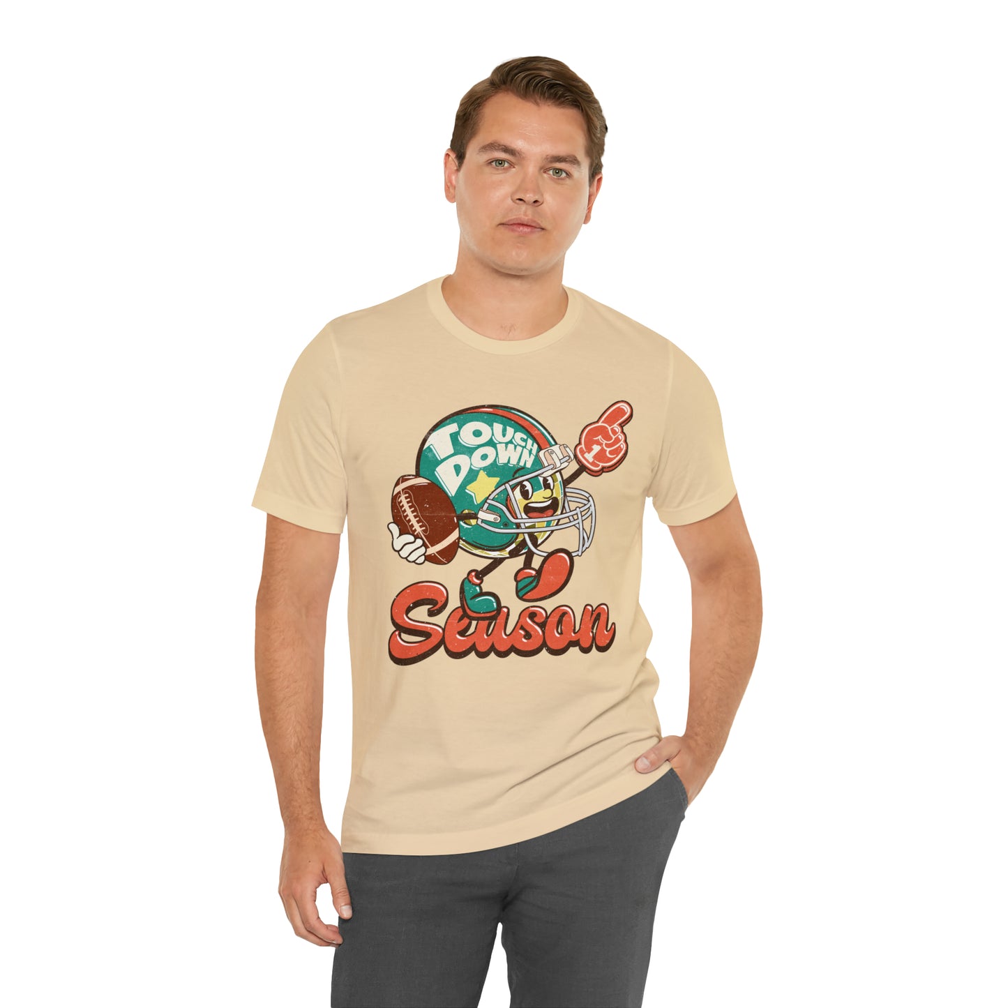 Football Season Football Helmet Character Holding Football T-Shirt