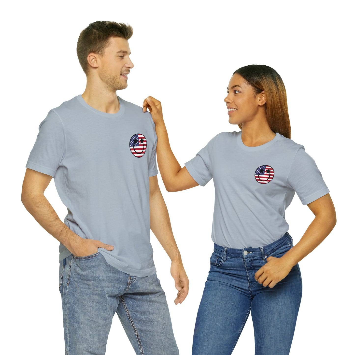 "Jesus Christ Stars and Stripes" (Front and Back Design) Unisex Jersey Short Sleeve Tee