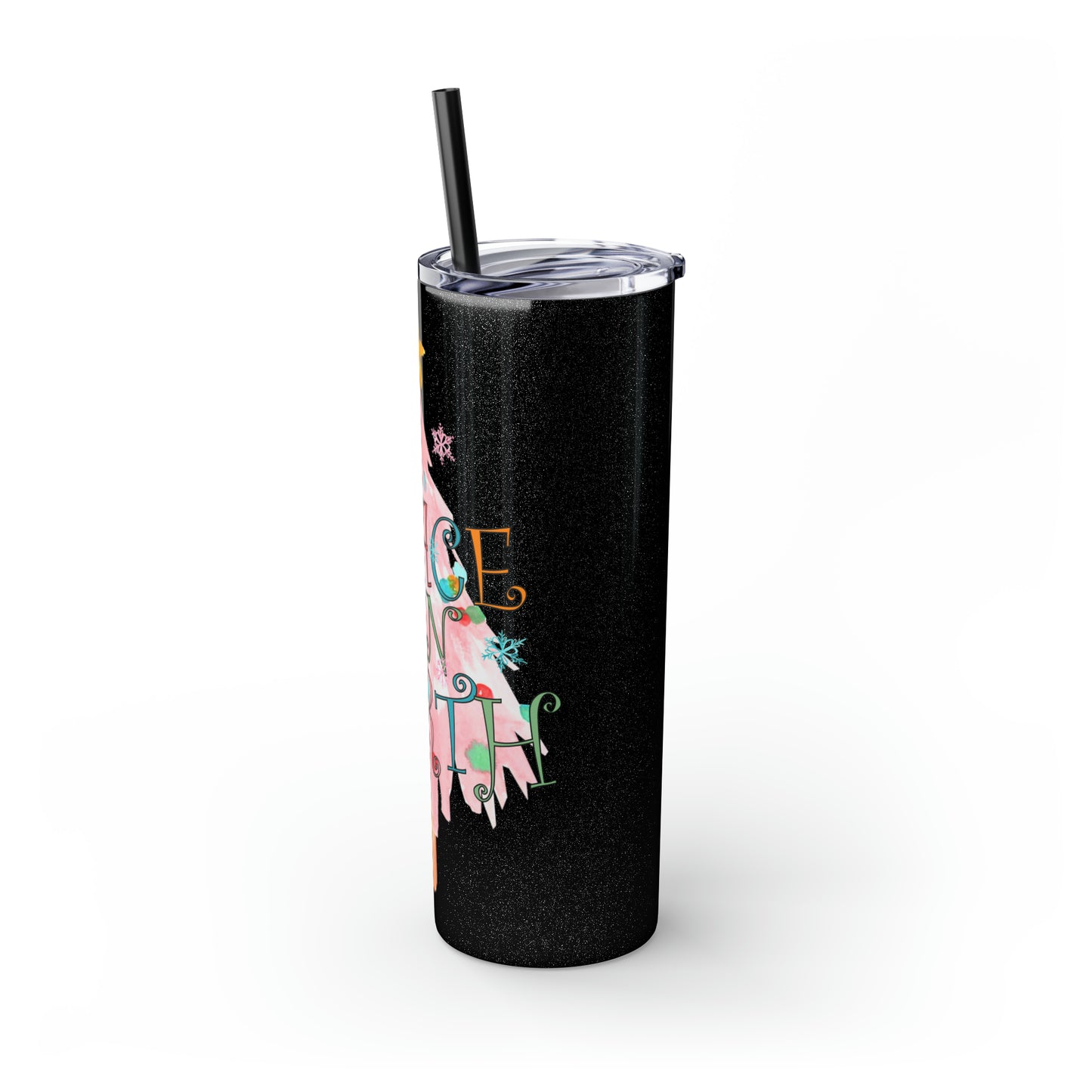 Peace on Earth Christmas/ Holiday Skinny Tumbler with Pick your Color Straw, 20oz