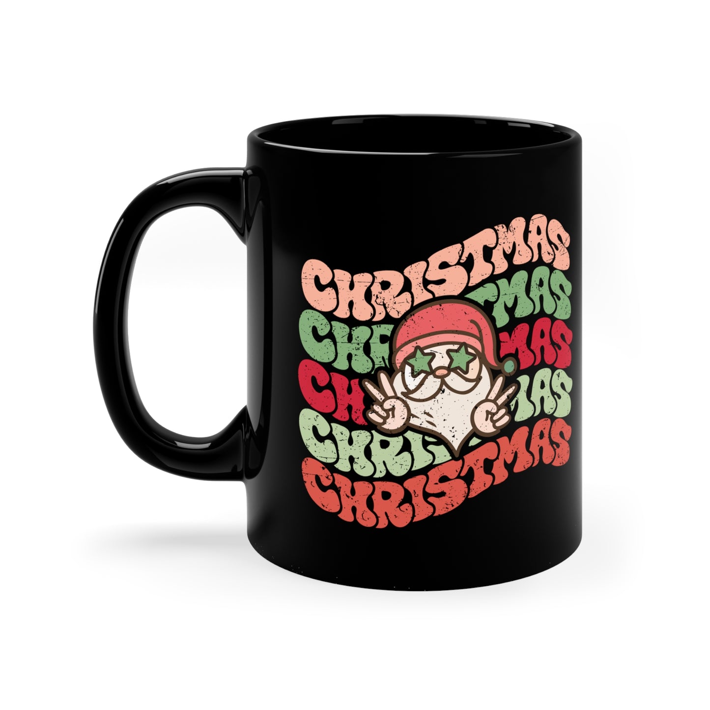 Rustic Christmas Christmas Christmas Santa 11oz Black Mug