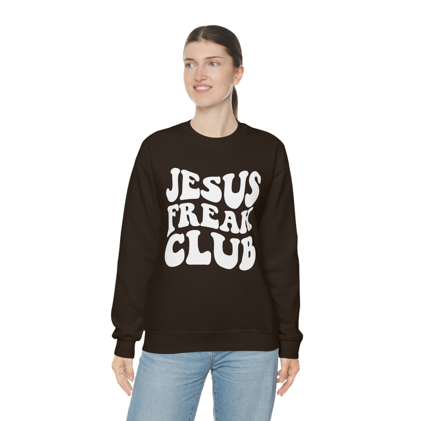 Vintage Jesus Freak Club White Logo Unisex Heavy Blend™ Crewneck Sweatshirt