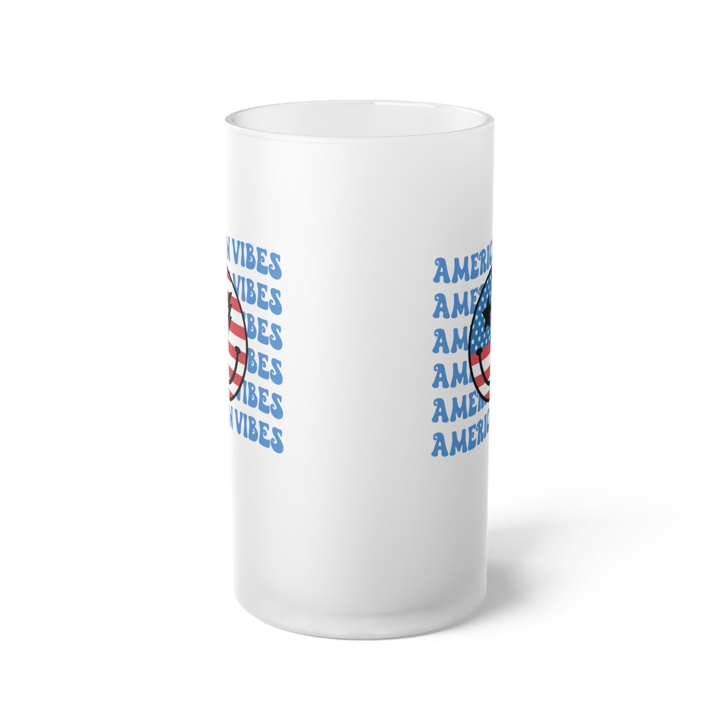 American Vibes Design America /United States / USA/ 4th of July Frosted Glass Beer Mug