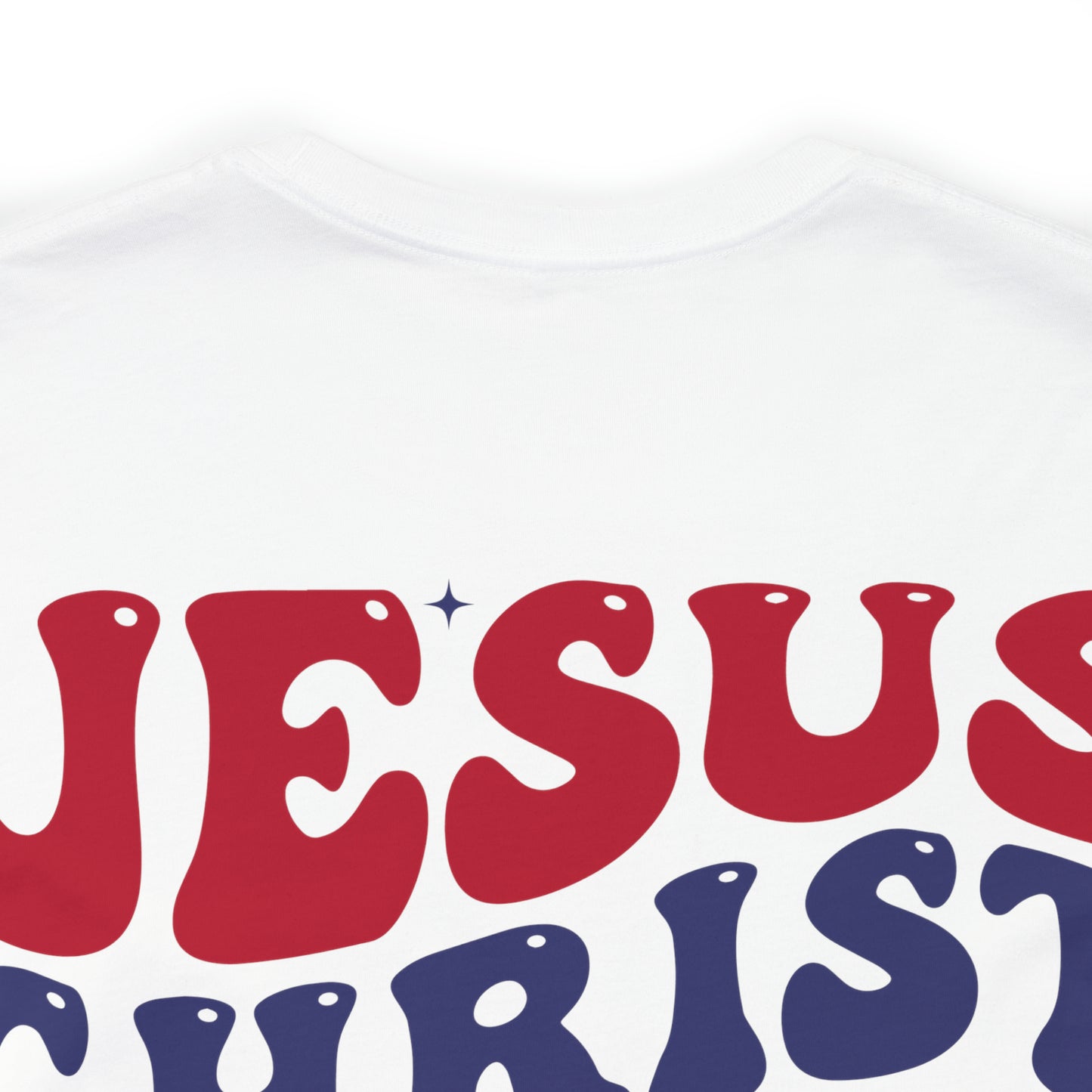 "Jesus Christ Stars and Stripes" (Front and Back Design) Unisex Jersey Short Sleeve Tee