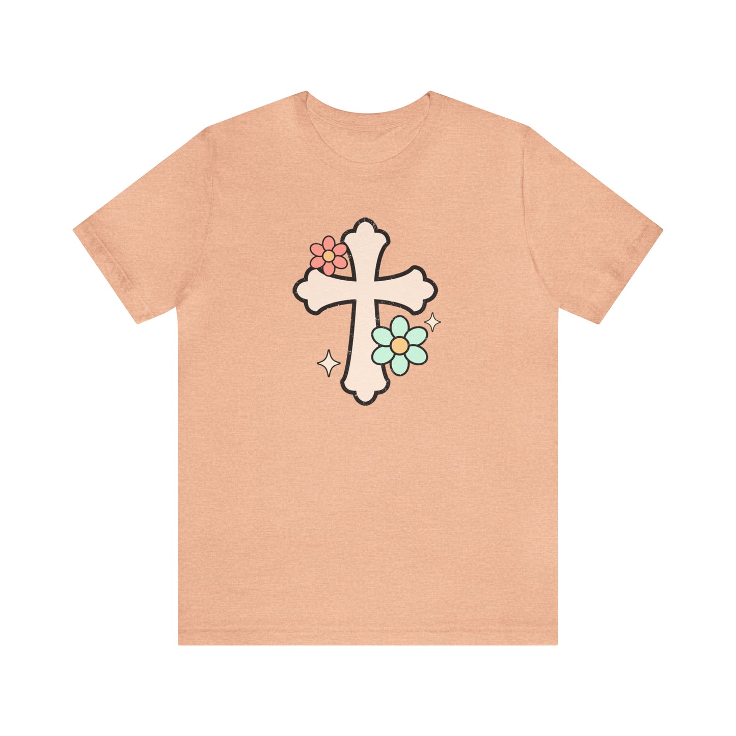 Vintage Floral Boho Cross T-Shirt