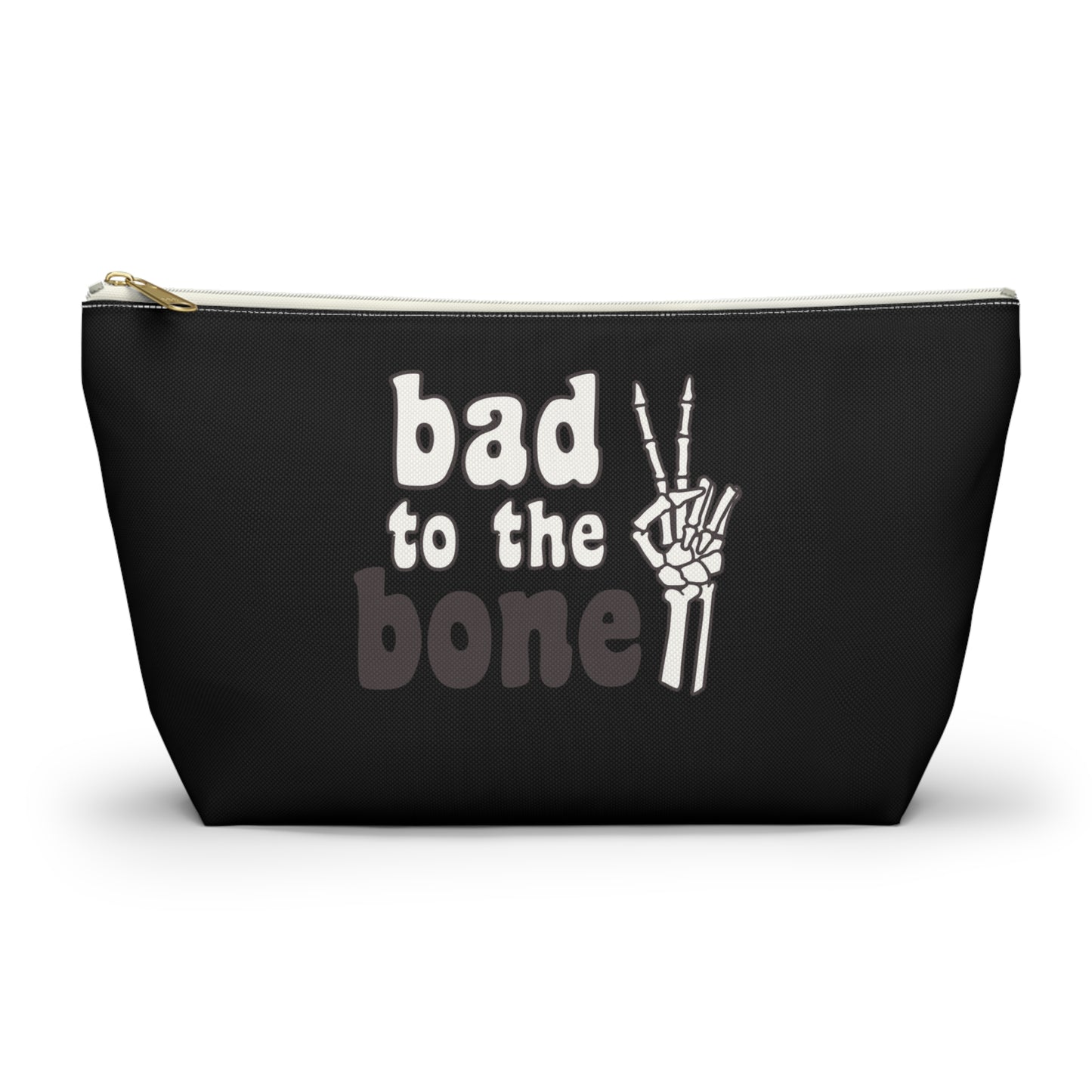 Bad to the Bone Skeleton Hand Peace Sign Accessory Pouch w T-bottom