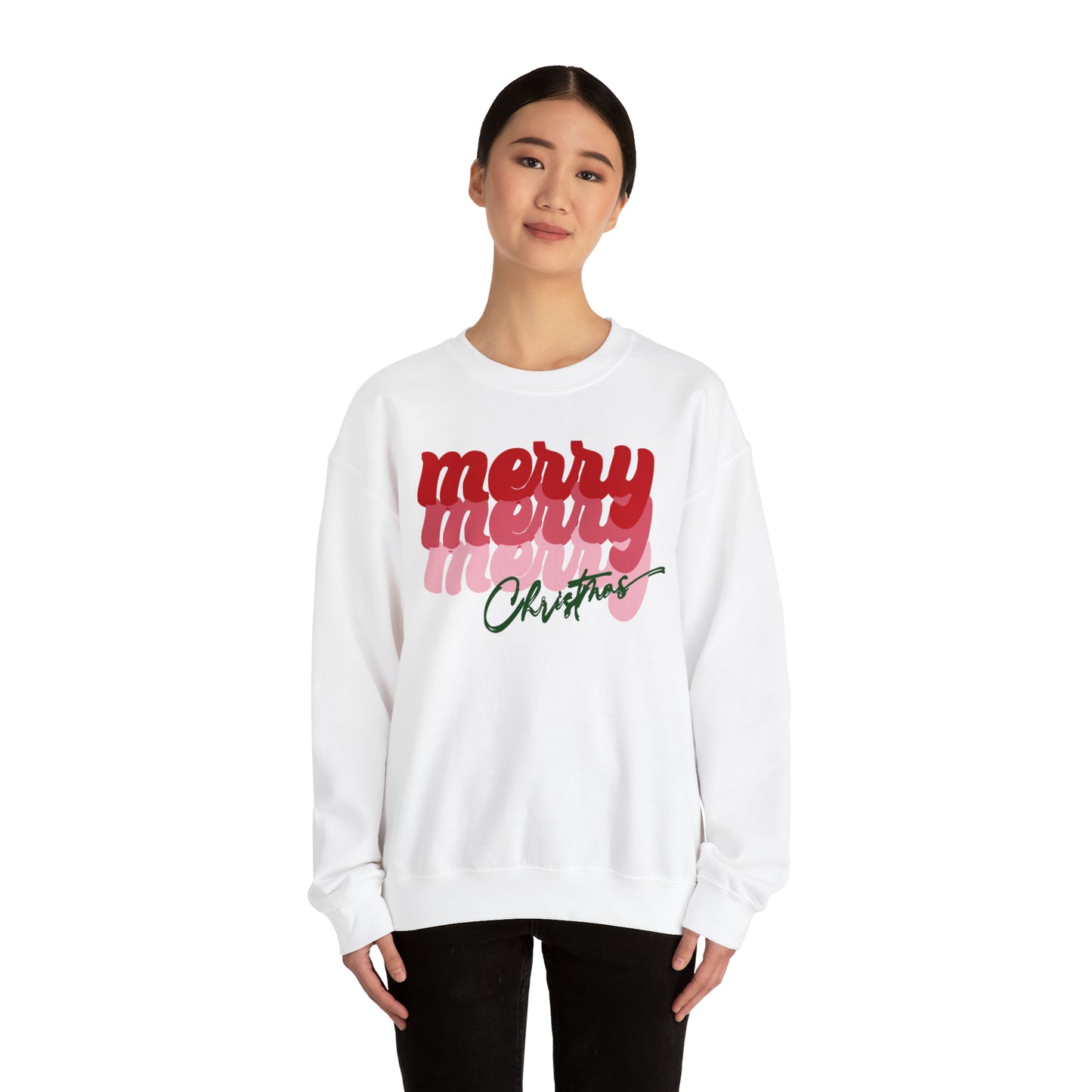 Merry Merry Merry Christmas Unisex Heavy Blend™ Crewneck Sweatshirt