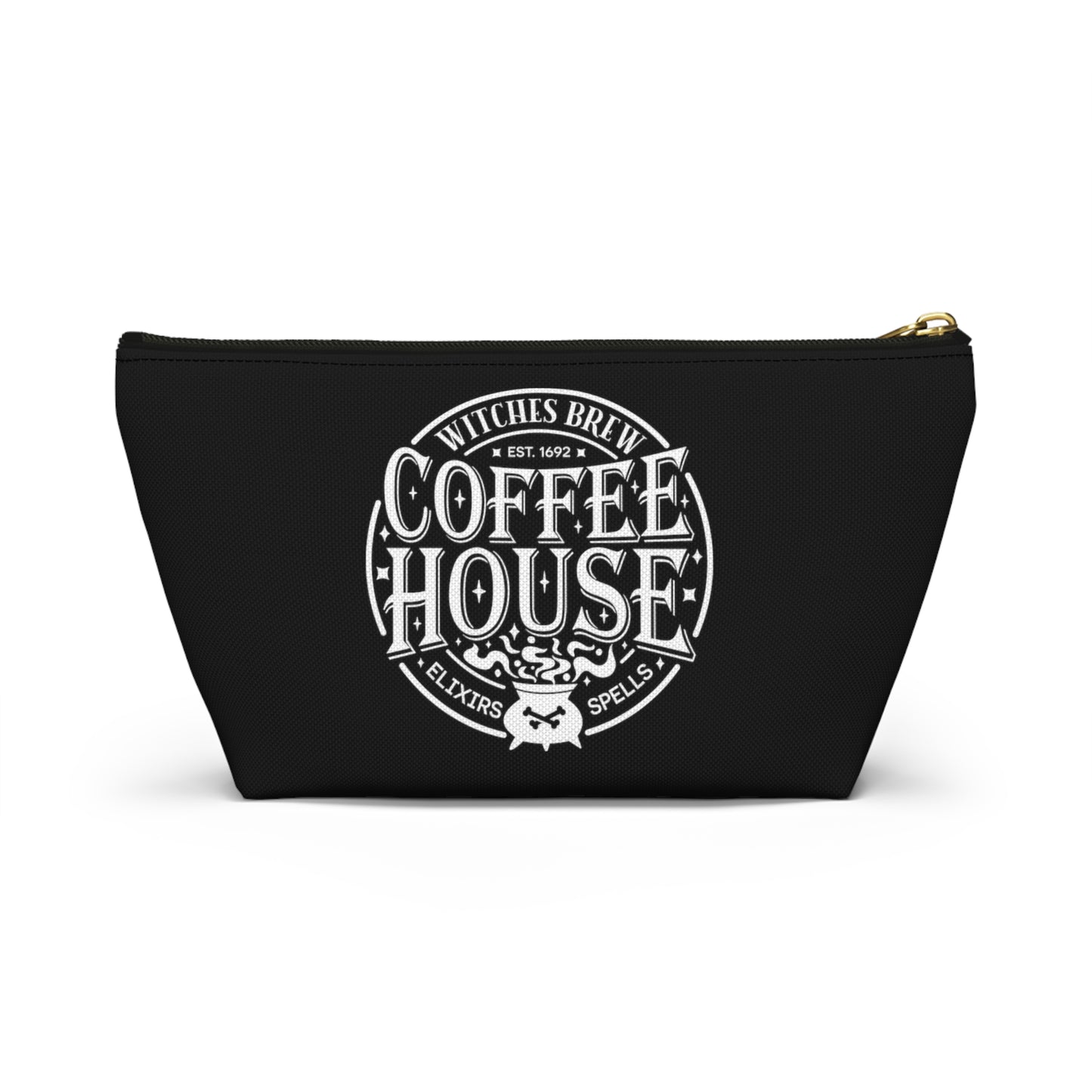 Halloween Witches Brew Coffee House Design Accessory Pouch w T-bottom - Black