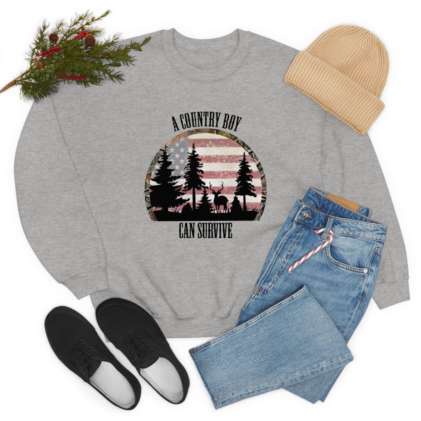 "A Country Boy Can Survive" - Unisex Heavy Blend™ Crewneck Sweatshirt