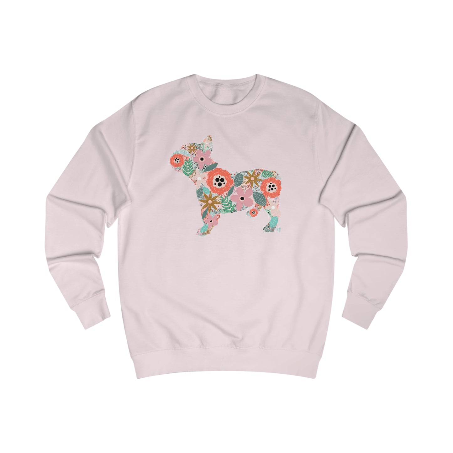 Floral Frenchie Dog Unisex Heavy Blend™ Crewneck Sweatshirt