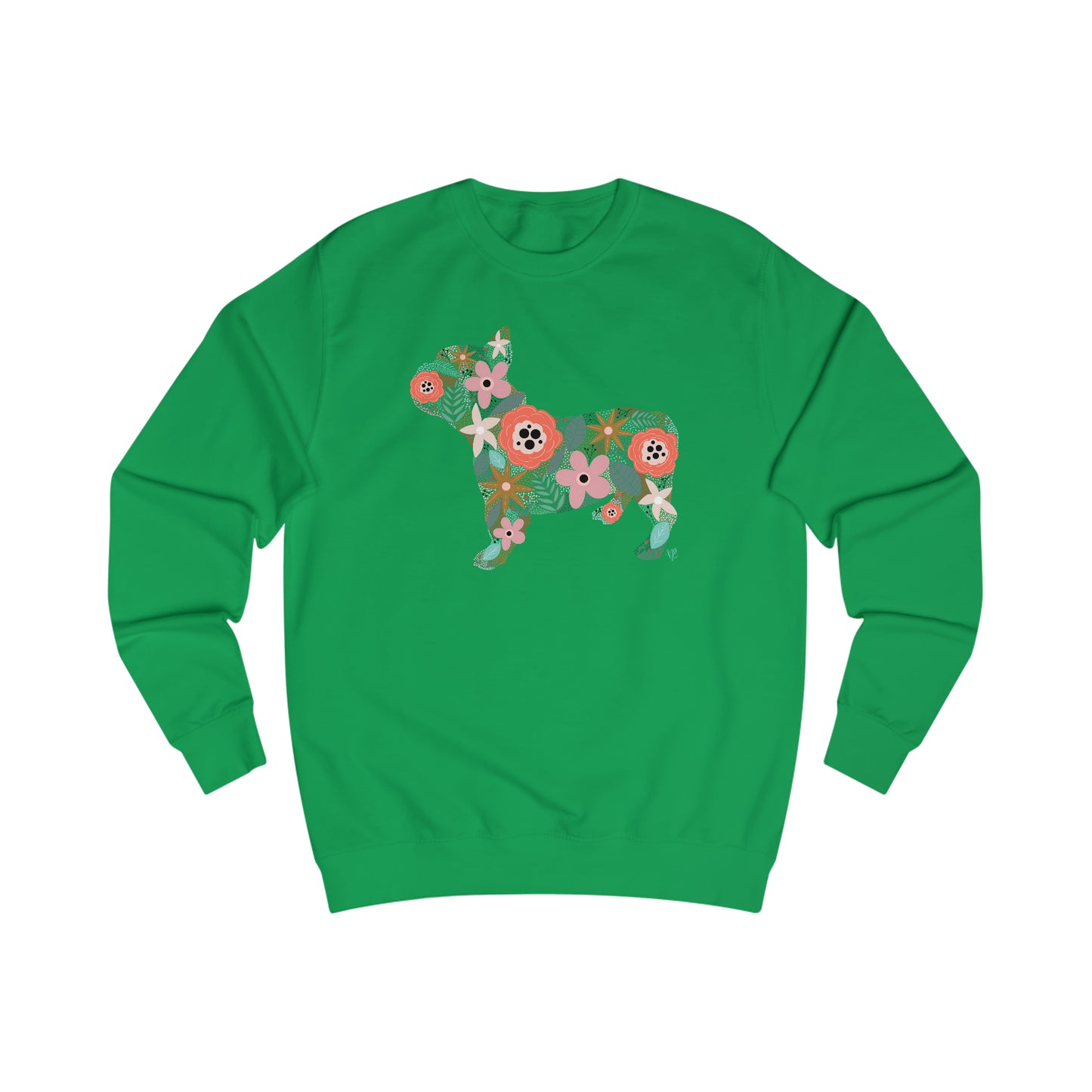 Floral Frenchie Dog Unisex Heavy Blend™ Crewneck Sweatshirt