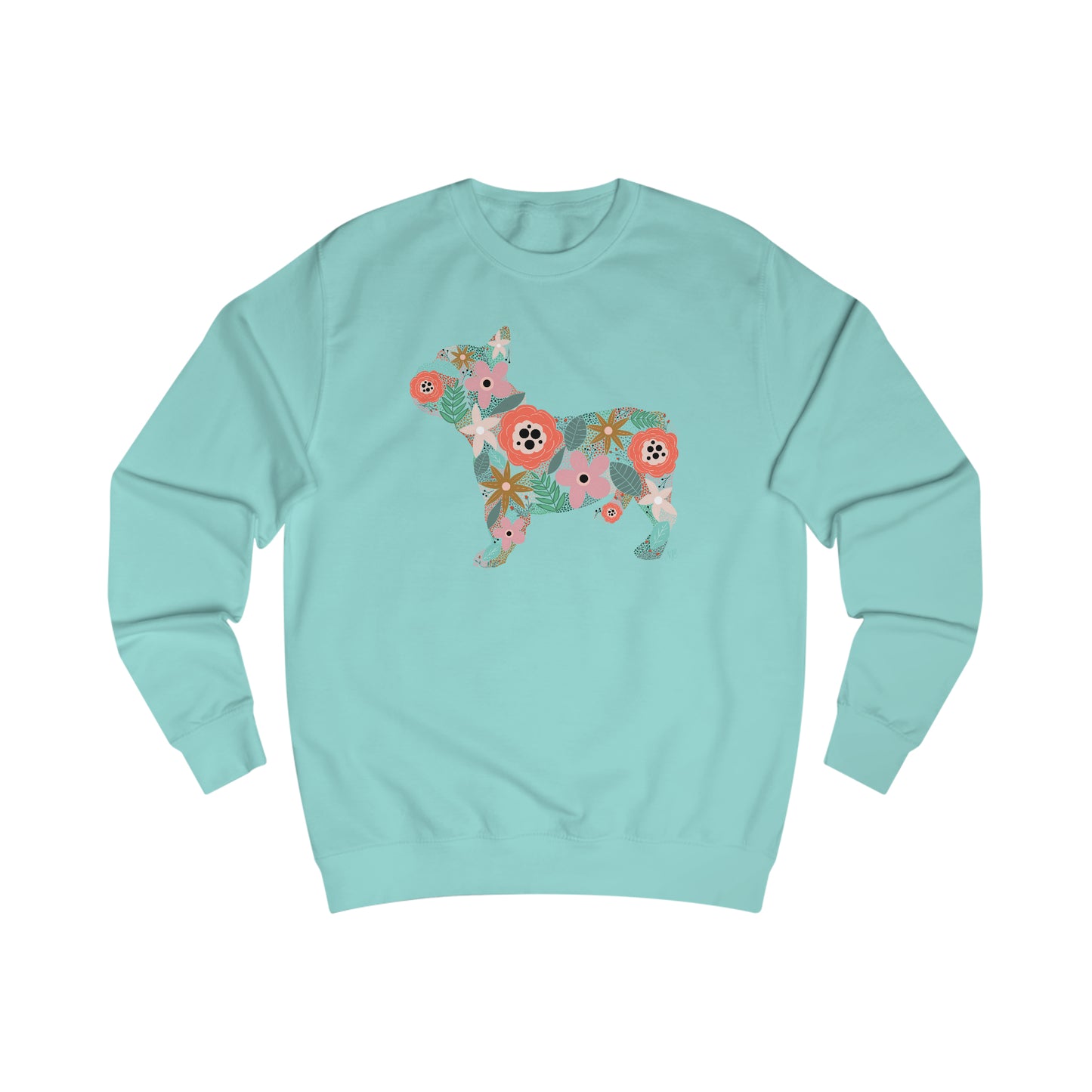 Floral Frenchie Dog Unisex Heavy Blend™ Crewneck Sweatshirt