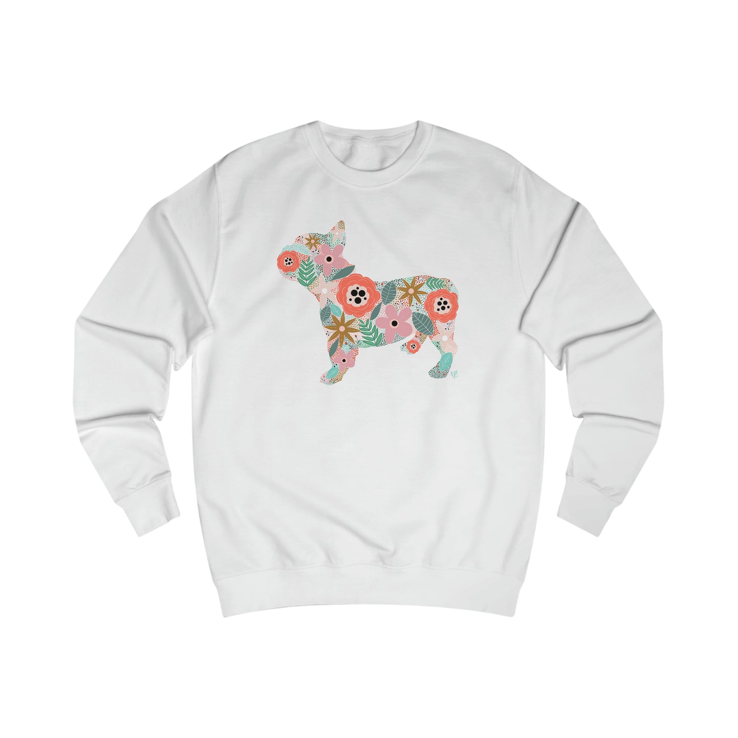 Floral Frenchie Dog Unisex Heavy Blend™ Crewneck Sweatshirt