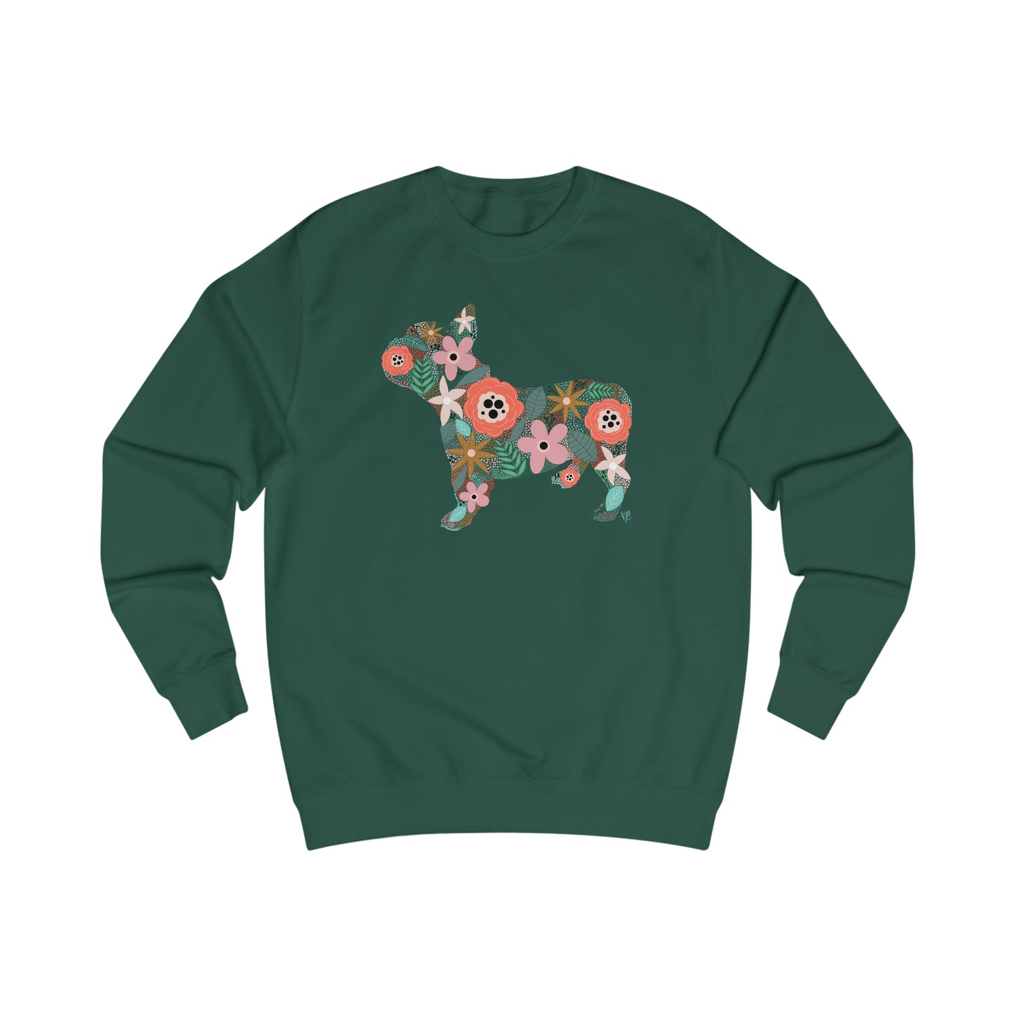 Floral Frenchie Dog Unisex Heavy Blend™ Crewneck Sweatshirt