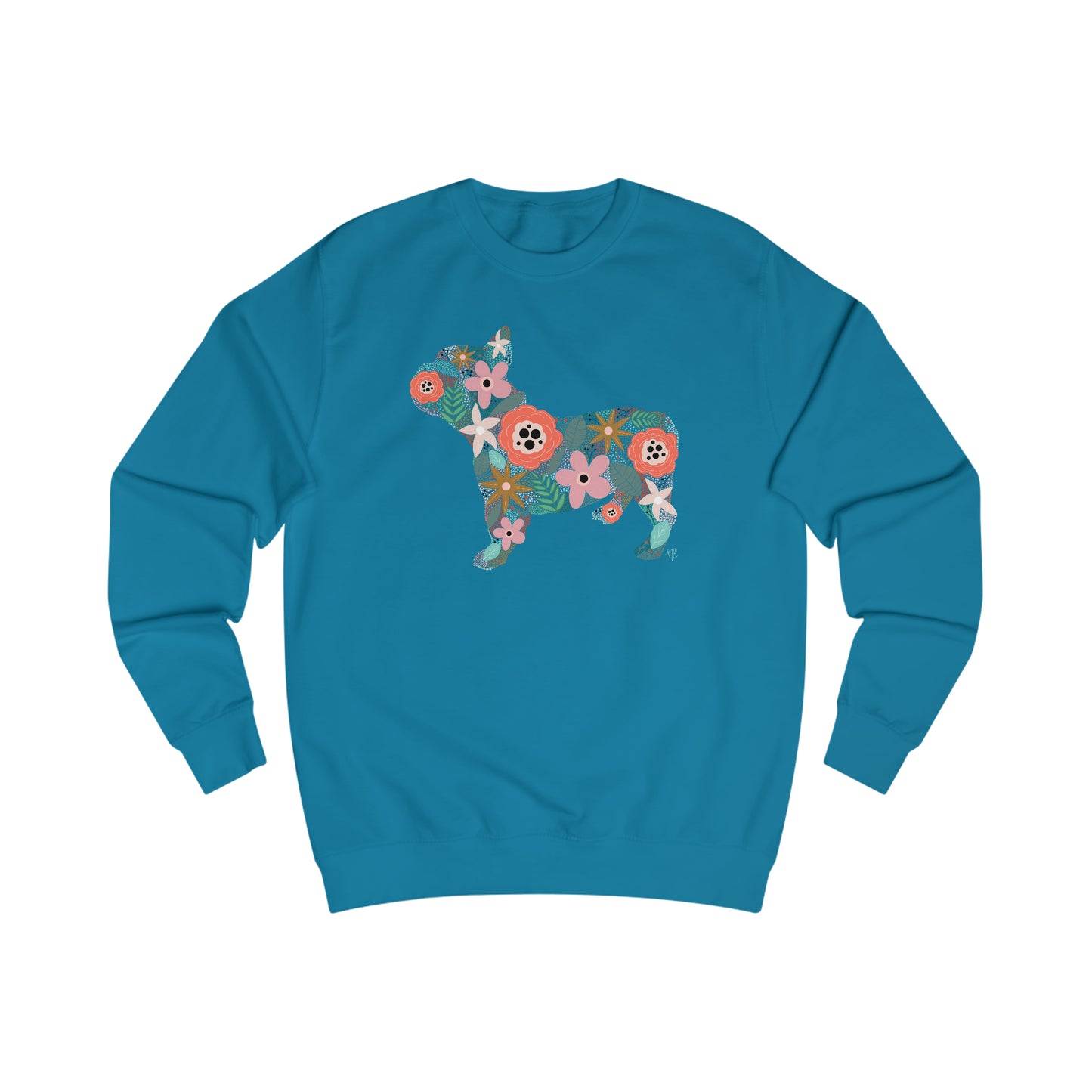 Floral Frenchie Dog Unisex Heavy Blend™ Crewneck Sweatshirt