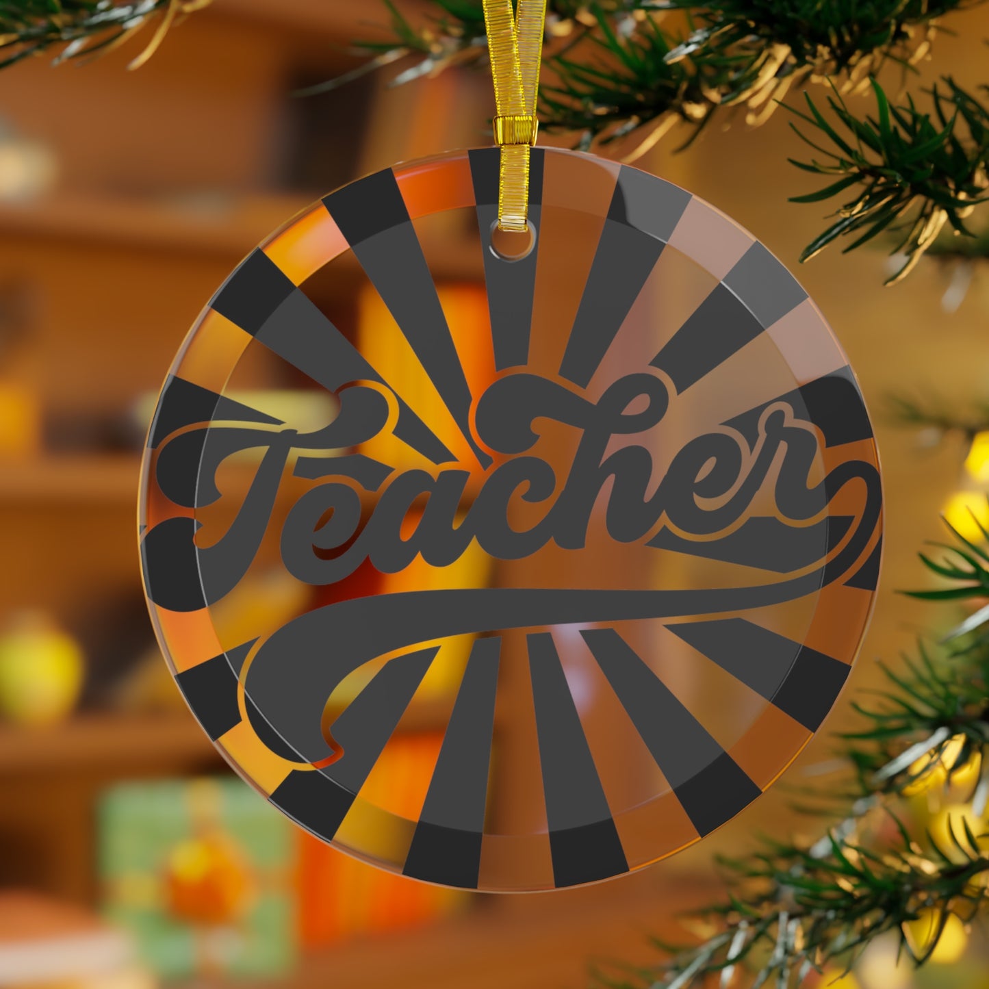 Teacher Starburst Glass Ornament