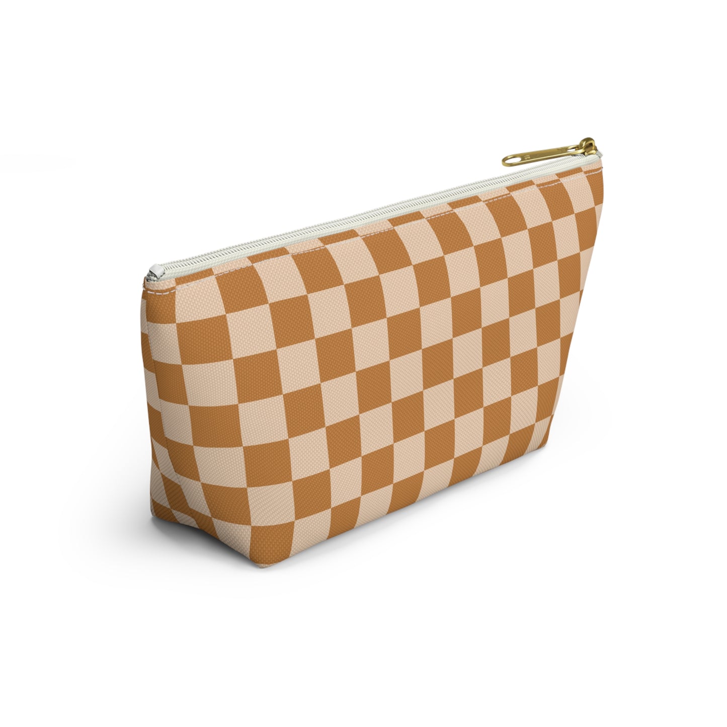 Rust Retro Checkered Print Design  Accessory Pouch w T-bottom