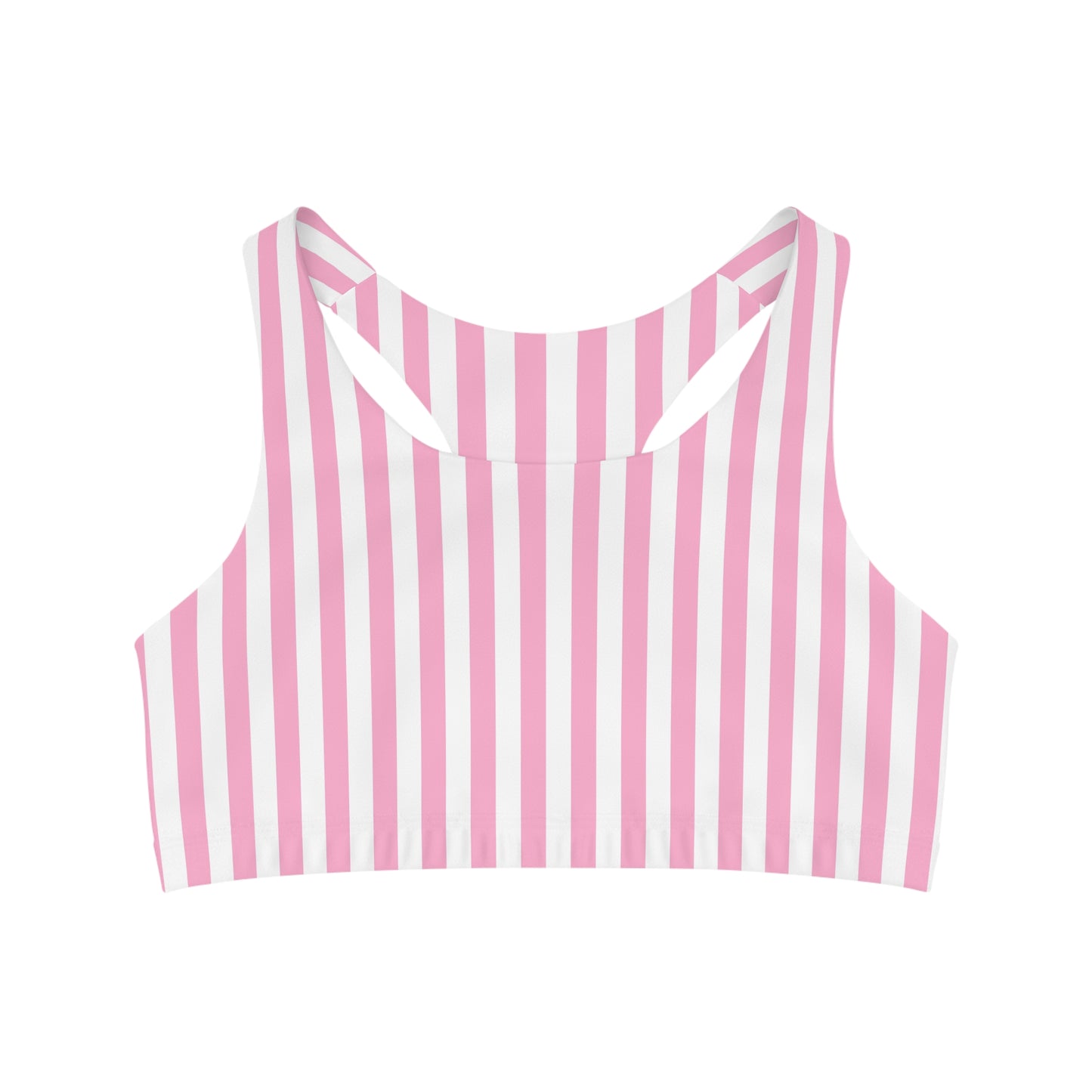 Pink Striped Vertical Seamless Sports Bra