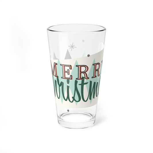 Retro Merry Christmas Mixing Glass, 16oz
