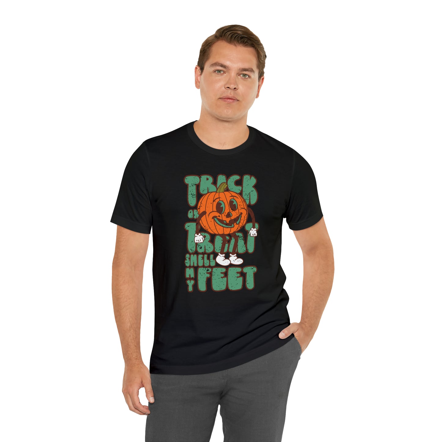 Distressed Trick or Treat Smell My Feet T-Shirt