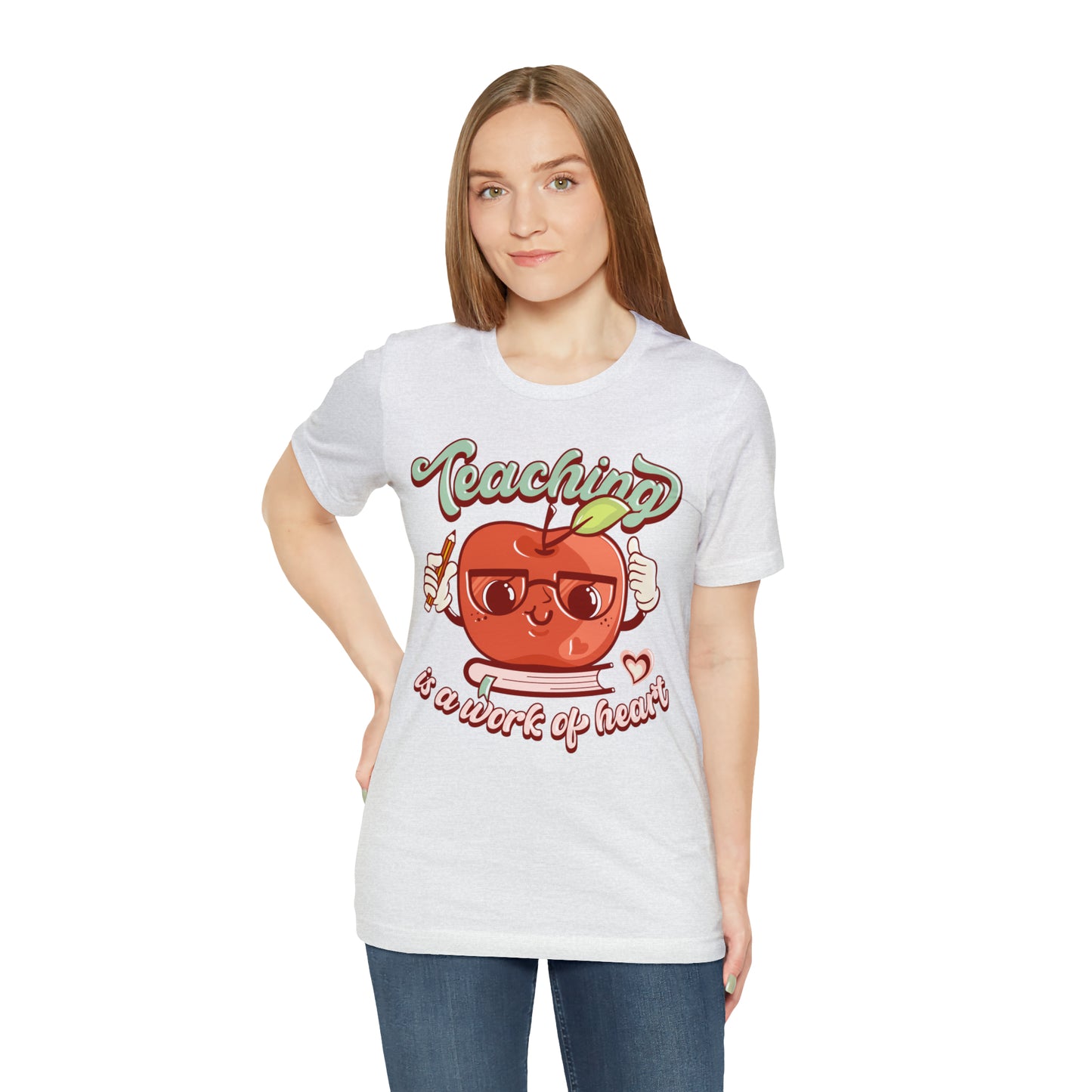 Vintage Teaching is a Work of Heart Unisex Jersey Short Sleeve Tee