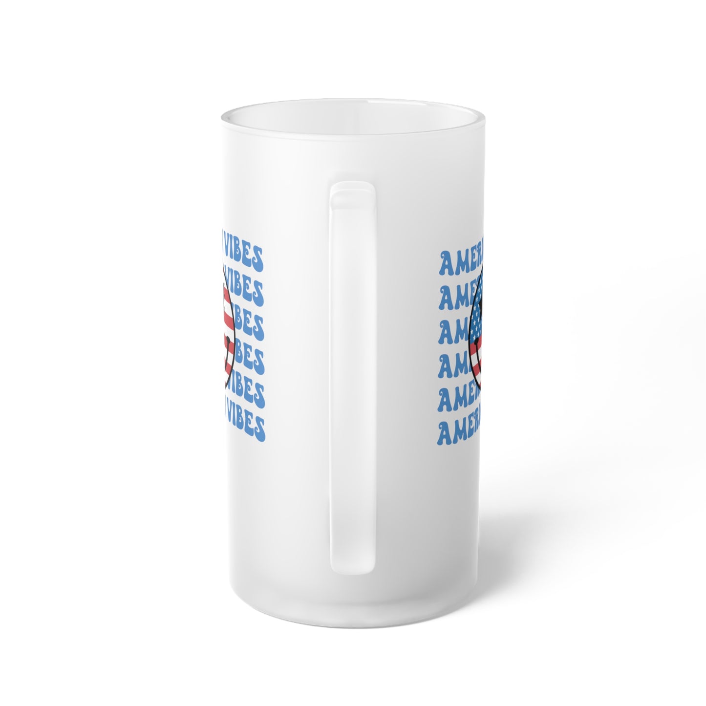 American Vibes Design America /United States / USA/ 4th of July Frosted Glass Beer Mug