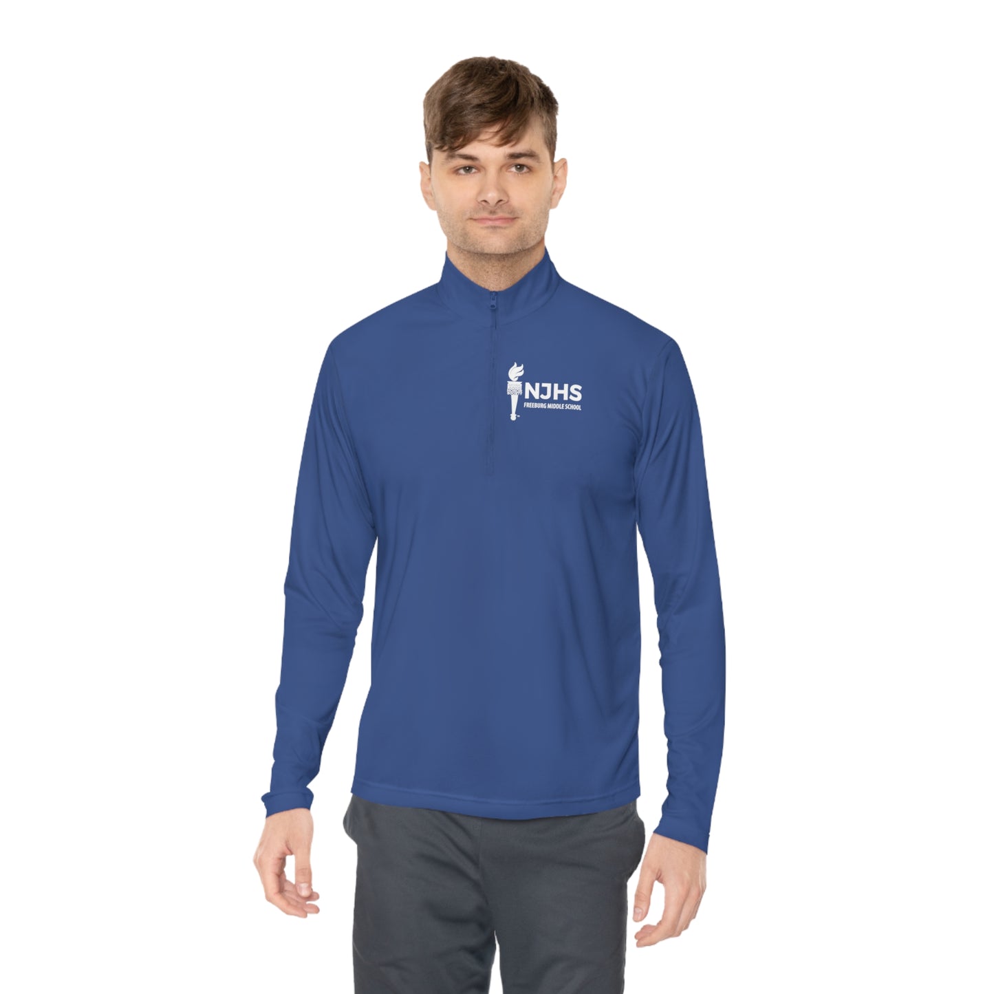 Freeburg Middle School NJHS White Print Unisex Quarter-Zip Pullover