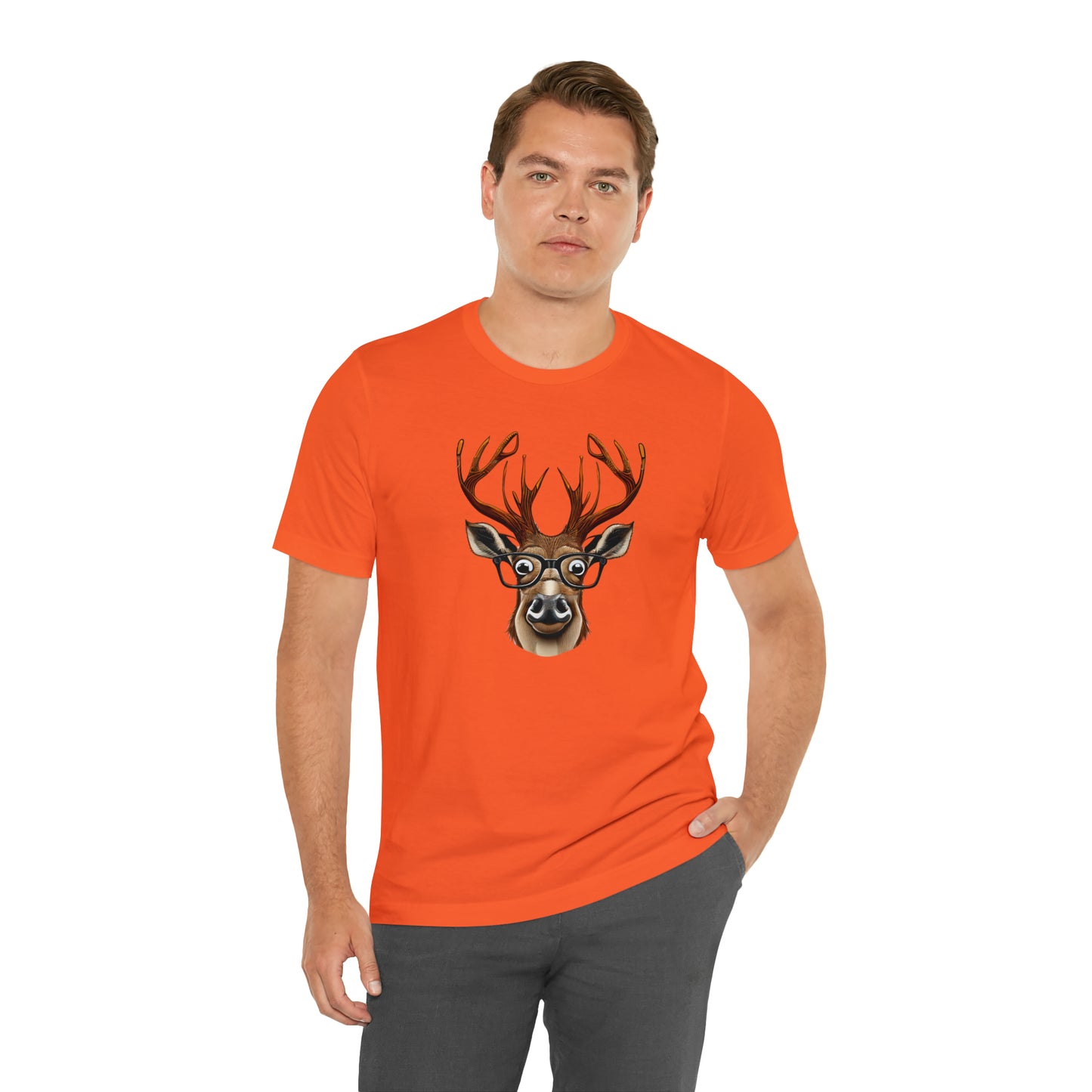 Deer/ Reindeer with Glasses Country and Christmas Unisex Jersey Short Sleeve Tee