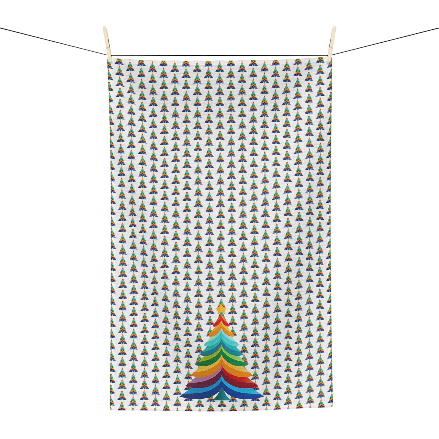 Layered Rainbow Christmas Tree Christmas/ Holiday Soft Tea Towel