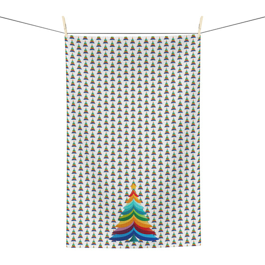 Layered Rainbow Christmas Tree Christmas/ Holiday Soft Tea Towel