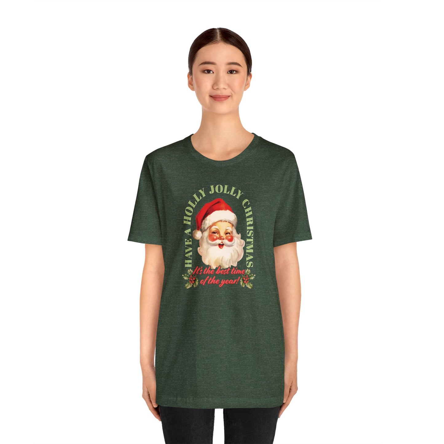 Have a Holly Jolly Christmas Arched Classic Santa Bella Jersey Short Sleeve Tee (Unisex)