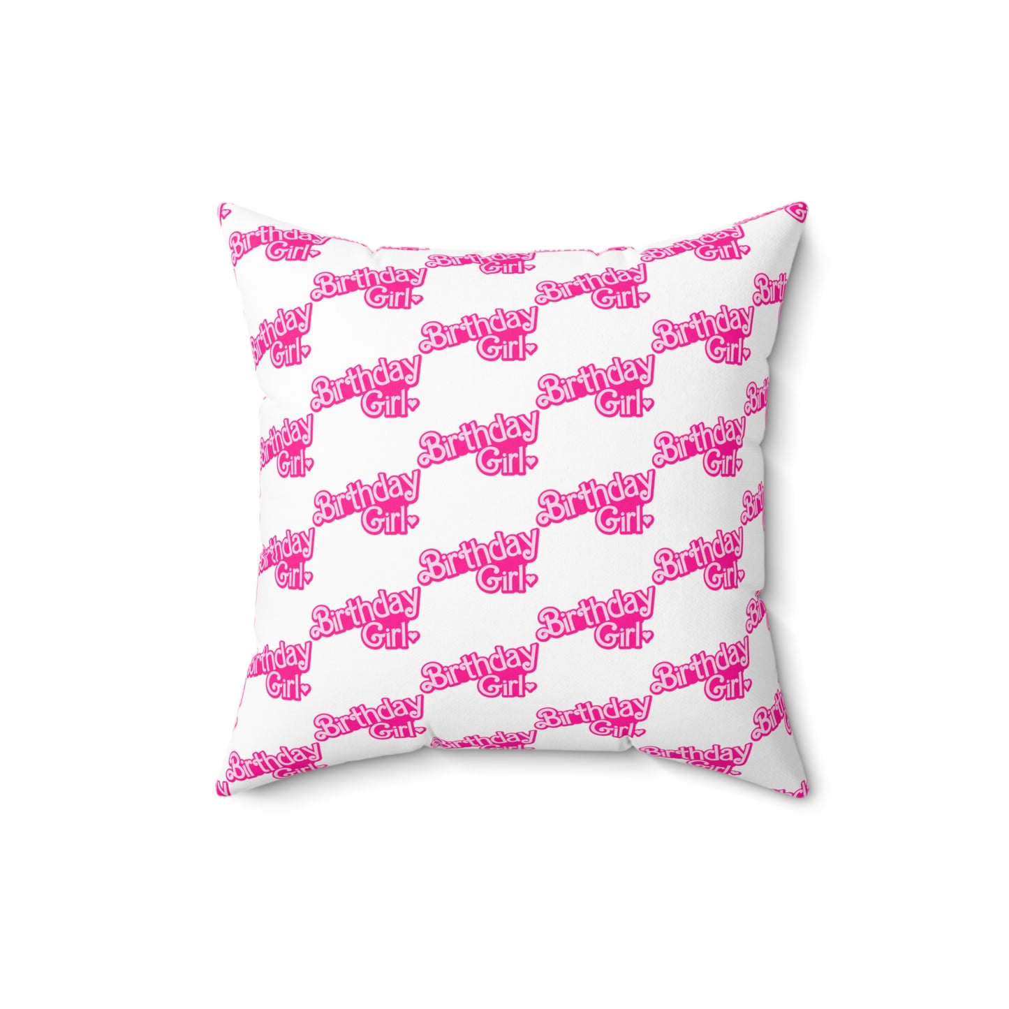 Birthday Girl Barbie Font Pattern Polyester Square Pillow