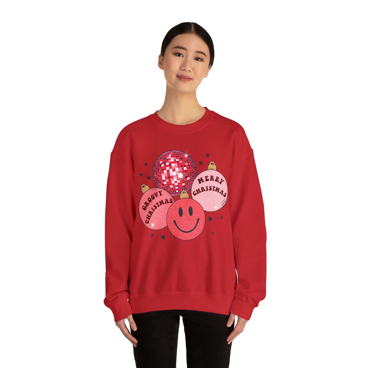 Groovy Christmas Ornaments Unisex Heavy Blend™ Crewneck Sweatshirt