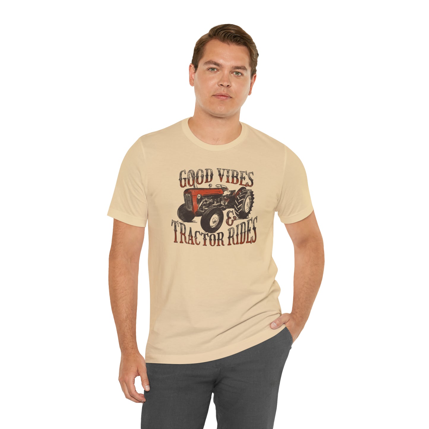 Vintage Good Vibes and Tractors Unisex Jersey Short Sleeve Tee